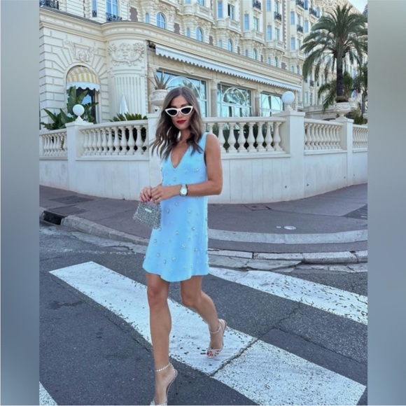 Zara BEADED JEWEL KNIT MINI DRESS - Picture 2 of 11
